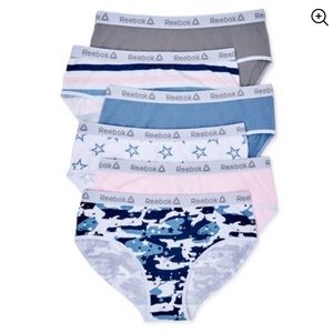💜Reebok GirlsUnderwear 6pk Stretch Hipsterpanties